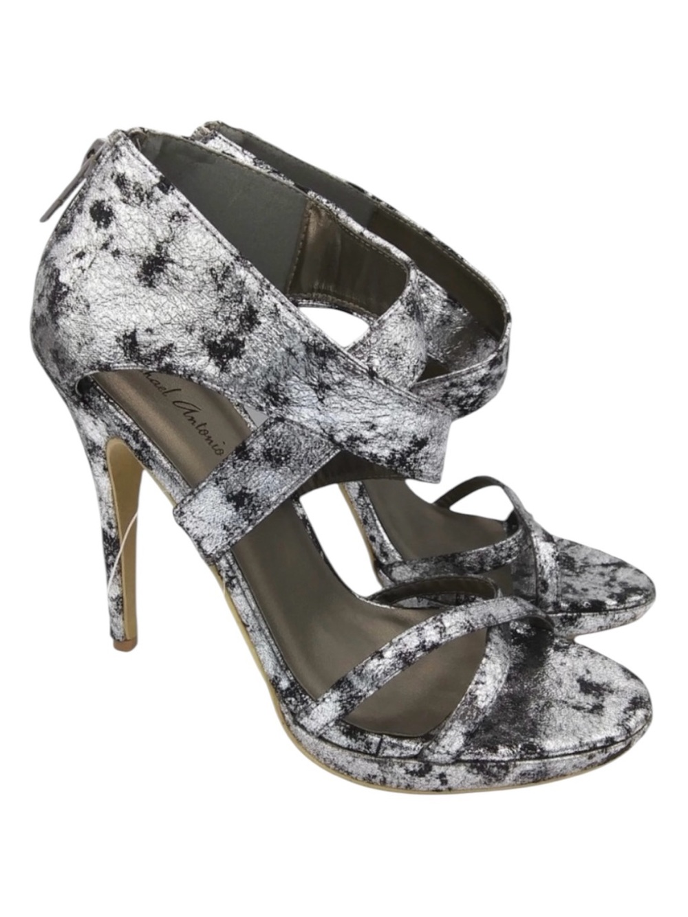 Michael Antonio strappy silver metallic heels women’s Size 8.5